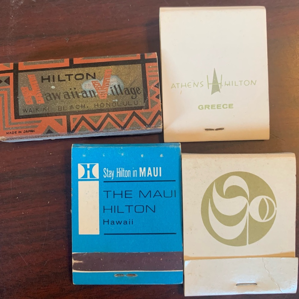 Hilton Vintage Matchbooks Set of 4 Hawaii, Greece